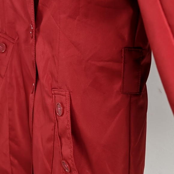 Red Trench Coat Rain Jacket - Picture 3 of 5